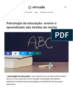 Psicologia Da Educação - Ensino e Aprendizado São Tarefas Da Mente