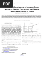 Design and Development of Langmuir Probe Sensor For Electron Temperature and Electron Density Measurement of Plasma