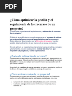 Cómo Optimizar La Gestión y El Seguimiento de Los Recursos de Un Proyecto