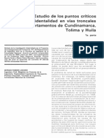 Estudio de Los Puntos Críticos Por Accidentalidad en Vías Troncales de Los Departamentos de Cundinamarca, Tolima Huila