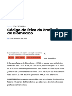 Código de Ética Da Profissão de Biomédico - Conselho Federal de Biomedicina