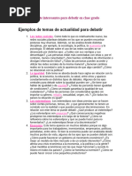 Temas de Debate Con Estudiantes de Grado Undécimo