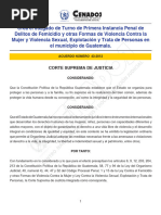 Acuerdo 43-2012 Juzgado de Turno de Primer Instancia Penal de Delitos de Feminicidio y Otras Formas de Violencia Contra La Mujer