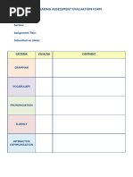 P2 Speaking Evaluation Form