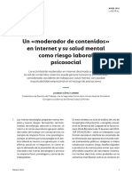 Un Moderador de Contenidos en Internet y Su Salud Mental Como Riesgo Laboral Psicosocial