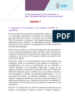 Unidad 7: 1.-Importancia de La Docencia en Los Entornos Virtuales de Aprendizaje