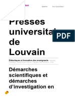 Presses Universitaires de Louvain: Démarches Scientifiques Et Démarches D'investigation en