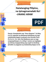 Mga Natatanging Pilipino, Tunay Na Ipinagmamalaki Ko!: - Unang Araw