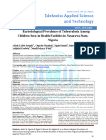 Bacteriological Prevalence Tuberculosis Among Children Seen Health Facilities Nasarawa State Nigeria 2576 8484 EAST 18 121