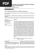 Factors Affecting Tax Complianceof MSMEsin Dipolog City