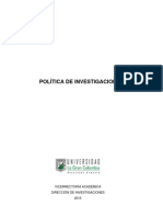 Politica de Investigaciones UGCA 2015