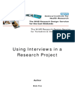 Using Interviews in A Research Project: The NIHR Research Design Service For Yorkshire & The Humber