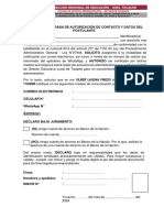 Declaración Jurada de Autorización de Contacto y Datos Del Postulante