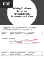 Solving Problems Involving Parallelograms, Trapezoids and Kites