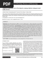 Analysis of Potential Risk of Hearing Loss Among Students Using Personal Audio Devices