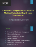 Introduction To Quantitative Decision-Making Methods in Healthcare Management