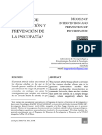 Odelos de Intervención Y Prevención de La Psicopatía: Odels of Intervention and Prevention of Psychopathy