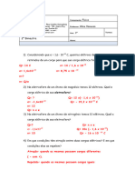 Exercícios de Carga Elétrica