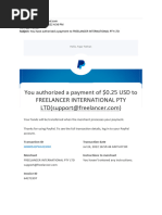 You Authorized A Payment of $0.25 USD To Freelancer International Pty