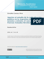 Aportes Al Estudio de La Radicalización Política de Los 60 y 70. (Mora G. Canosa)