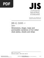 JIS G 3193 - 2019 - (Hot Rolled-Plate, Sheet, Strip-Dimensions Tolerances)