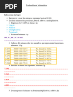 Evaluación de Matemática. 14 Copias