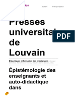 Presses Universitaires de Louvain: Épistémologie Des Enseignants Et Auto-Didactique Dans