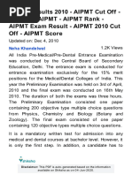 AIPMT Results 2010 - AIPMT Cut Off - Result of AIPMT - AIPMT Rank - AIPMT Exam Result - AIPMT 2010 Cut Off - AIPMT Score