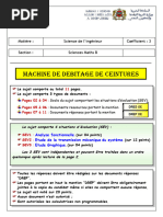 Machine de Debitage de Ceintures: Matière: Science de L'ingénieur Cœfficient: 3 Section: Sciences Maths B