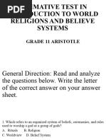 Summative Test in Introduction To World Religions and