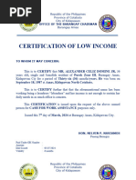 Certificate of Low Income