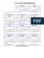 Year 2023 Calendar - Malaysia