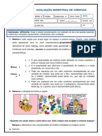 4º Ano - Avaliação Bimestral de Ciências - 1 B