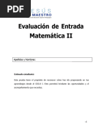 Evaluación de Entrada MATEMATICA II