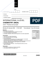 A Level Chemistry Unit 5 Question Paper Jan22