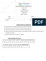 Biology Form 1 - Question Paper