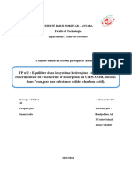 TP Equilibre Dans Le Système Hétérogène: Détermination Expérimentale de L'isotherme D'adsorption Du CH3COOH, Dissous Dans L'eau, Par Une Substance Solide (Charbon Actif) .