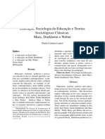 3 - Educação, Sociologia Da Educação e Teorias Sociologicas Classicas (... )