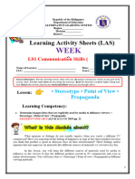 LS1 Eng. LAS (Stereotype, Point of View, Propaganda)