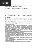 Entenda o Funcionamento de Um Departamento Financeiro