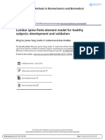 Lumbar Spine Finite Element Model For Healthy Subjects: Development and Validation