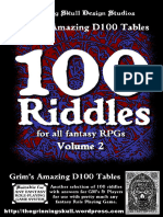 Grim's Amazing D100 Tables - 100 Riddles Volume 2 For All Fantasy RPGs