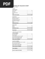 Opening Day Balance Sheet