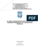 Mi Tesis El Fútbol Como Estrategia Didactica para La Enseñanza y El Aprendizaje de La Geogrefía de Venezuela.