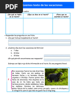 D3 A1 FICHA COM. Leemos Texto de Las Vacaciones