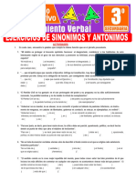 Ejercicios de Sinonimos y Antonimos para Tercer Grado de Secundaria