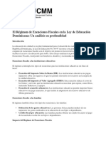 El Régimen de Exenciones Fiscales en La Ley de Educación Dominicana