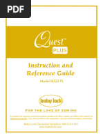 Baby Lock Quest Plus BLQ2-PL Sewing Machine Instruction Manual