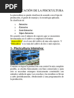 Tipos de Piscicultura