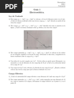 Guía de Ley de Coulomb Potencial y Capacitores